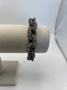 J. Crew Classic Pave Link Bracelet Gold Chunky Crystal Brass Chain - Picture 1 of 3