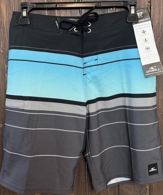 Pantalones cortos de natación Big Boys talla 27 O’Neill hyper freak azul a rayas térmicas nuevos con etiquetas Foto 1 de 4