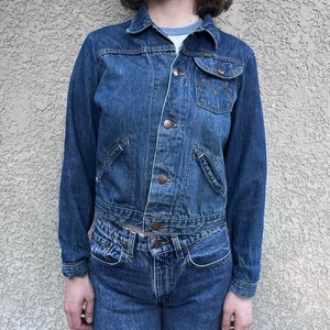 Vintage 60s Maverick by Blue Bell Denim Blue  Trucker Jacket Women's 16 Selvedge - Picture 1 of 9
