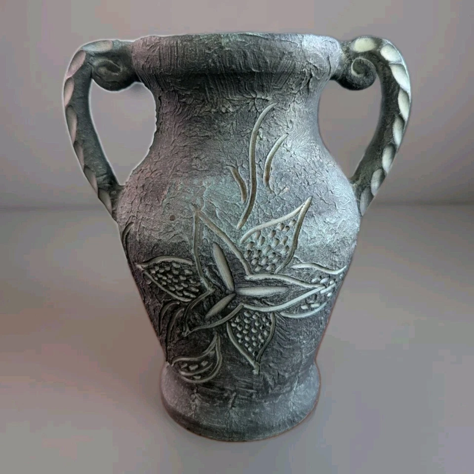 Schwarze Terrakotta Amphore Vase/Übertopf 20 cm hoch Indoor & Outdoor - Bild 1 von 4