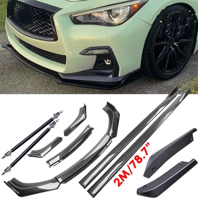 Carbon Fiber Side+Skirt Rear & Front Bumper Lip Splitter For Infiniti Q50 14-23 Foto 1 de 4