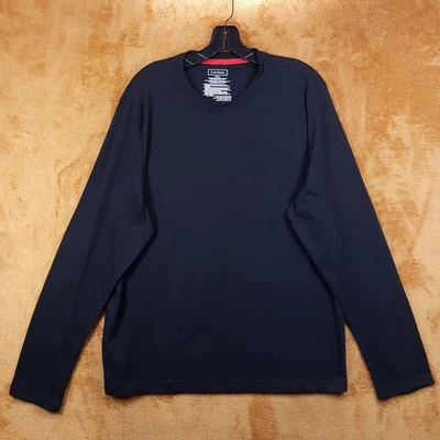 Camisa CLUB ROOM Para Hombre Grande Negra Sólida Pullover Crew Manga Larga Algodón Foto 1 de 4