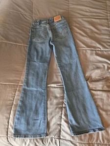 Levi's 726 Flare Leg Jeans Size 10 Adjustable Waist Medium Wash Blue - Picture 1 of 6