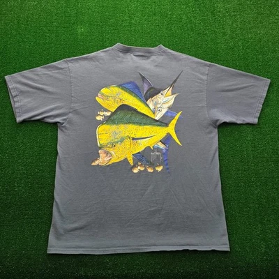 Camiseta Guy Harvey Para Hombre XL Azul Manga Corta Henley Mahi Marlin Dorado Ocean Foto 1 de 4