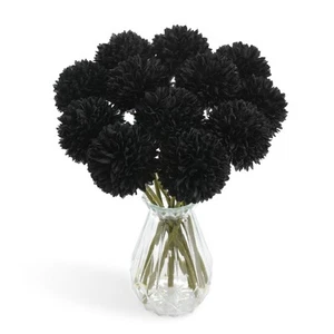 Black Artificial Chrysanthemums Flowers Ball Flowers Fake Mums Flowers White ... - Picture 1 of 6