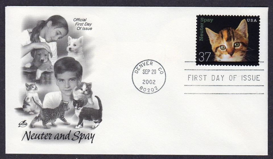 2002 NEUTER & SPAY Cats (Scott 3670) - Artcraft FDC TC482 - Image 1 of 1