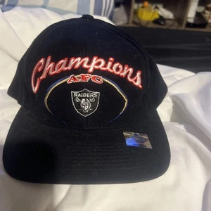 Vintage Raiders Mens Football Hat AFC Champions Black Adjustable Strapback - Picture 1 of 8