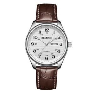 Man Woman Classics Leather Band Waterproof Day Quartz Couple Wrist Watch - Picture 1 of 8
