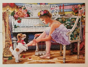 Ballerina und ihr Welpe 1000 Teile Puzzle kleines Mädchen mit Hund Klavier Blumen - Bild 1 von 9