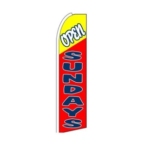 Open Sunday Swooper Flutter Feather Flag | 3ft W x 11.5ft Tall - Picture 1 of 3