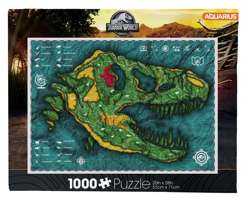 Aquarius Jurassic World Map 1000 Piece Jigsaw Puzzle