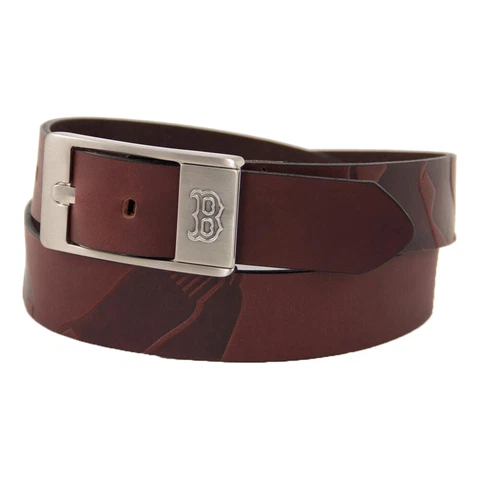 Men's Brown Boston Red Sox Brandish Leather Belt Cover