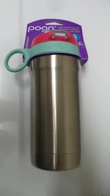 POGO 12 Oz MINT PINK Stainless Steel Vacuum Insulated WATER BOTTLE SOFT STRAW - Image 1 of 4