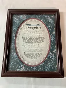Foot Prints Picture, Oak Frame, Mated With Lace Also,green Floral Matting 10X8. - Picture 1 of 7