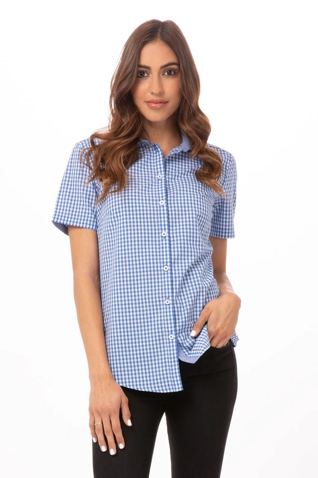 Chef Works Womens Modern Gingham Short Sleeve Dress Shirt (SHC02W) - Image 1 of 1