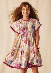 Matilda Jane Girls Bird of Paradise Short-Sleeve Floral Tiered Dress Size 4 New - Picture 1 of 12