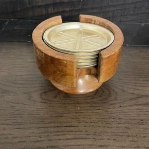 Solid American Walnut Coaster Set- Vintage - Picture 1 of 10