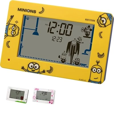 RHYTHM Digital Alarm Clock with Calendar 3 Types Interesting Action JAPAN NEW - Image 1 of 4