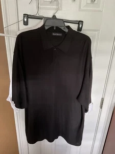 Mens Barry Bricken Silk Cotton Short Sleeve Polo Black Shirt Sz L NWOT - Picture 1 of 5