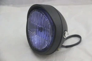 Faro anteriore moto con visiera nera grinzato parabola blu Ø145mm cafe racer - Imagen 1 de 4