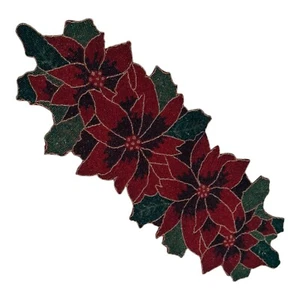 Adorno de corredor de mesa con cuentas de Navidad rojo flor de pascua LEER - Imagen 1 de 8