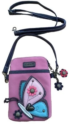 Bolso Bandolera Convertible para Teléfono Chala Blush Cuero Adornado con Mariposa Foto 1 de 4