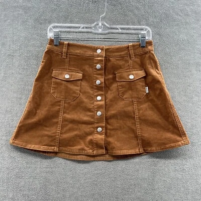 rhythm Mujer Talla 6 Pana Grande Snap Bolsillo Falda Marrón Foto 1 de 4