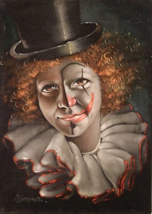 BONOMETTI Marialuisa " Öl auf Samt " Clown " - kein Guttuso Faccincani-Kasten - Bild 1 von 7