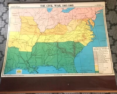 De colección George F. Cram Co. Mapa de pared desplegable - GUERRA CIVIL 1861-1865   Foto 1 de 4