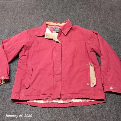 Chaqueta de trabajo de lona Woolrich para mujer XL roja de franela y forrada de sherpa Foto 1 de 4