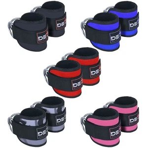 ANKLE D RING STRAPS Thigh Leg Pulley Lifting Padded Cable Attachment Gym  - Picture 1 of 35