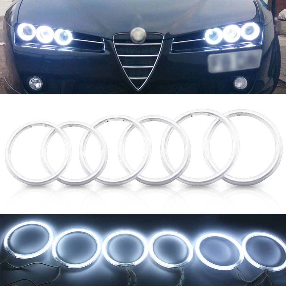 LED Xenon White CCFL Angel Eyes Halo Rings Kit For Alfa Romeo 159 2005-2011 DRL - Image 1 of 4