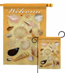 Welcome Shells Garden Flag Beach Coastal Decorative Small Gift Yard House Banner - Picture 1 of 17