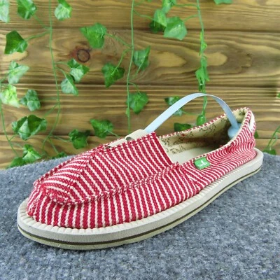Zapatos planos Sanuk para mujer de tela roja sin cordones talla 7 medianos Foto 1 de 4