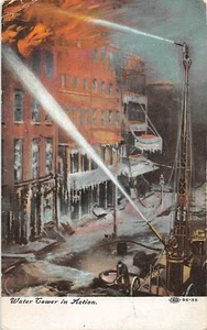 Fire Fighting Water Tower in Action 1910 postcard - Picture 1 of 2