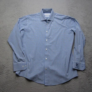 Mizzen Main Shirt Mens M Blue Plaid Button Up Trim Fit Stretch Preppy - Picture 1 of 13