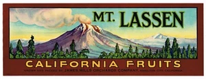 MONTAJE ETIQUETA CAJA DE PERA MT LASSEN HAMILTON CITY BUTTE TIRA ORIGINAL 1/2 CAJA 1940 - Imagen 1 de 1