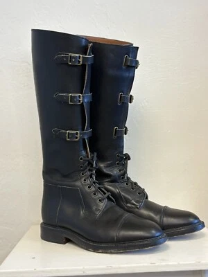 Polo Ralph Lauren Black Leather Equestrian Riding Boots Buckle Lace-Up Sz 8.5 - Image 1 of 4