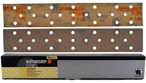 Tiras de lijado abrasivas Rhynogrip Plusline 70x420 mm P120 grano 10 tiras de agarre gancho abrasivo - Imagen 1 de 3