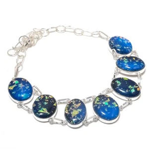 Natural Blue Triplet Opal Gemstone 925 Sterling Silver Jewelry Necklace 18" W124 - Picture 1 of 7