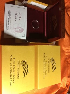 2007-W Unc $10 Gold Dolly Madison First Spouse BOX OGP & COA (X-08) - NO Coins - Image 1 of 4
