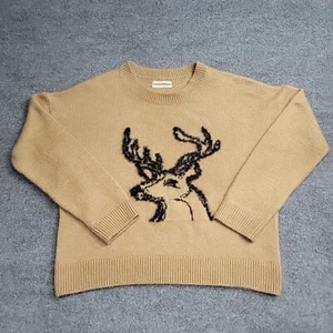 Anthropologie Womens S Oh Deer Reindeer Sweater Pullover Antlers Woodland Knit - Picture 1 of 9