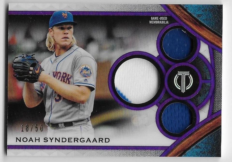 2021 TOPPS TRIBUTE TRIPLE RELICS PURPLE PARALLEL #TTRNS Noah Syndergaard #18/50 - Image 1 of 1