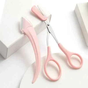 Women Ladies Pro Eyebrow Comb Eyelash Hair Scissor Cutter and Trimmer Set - Picture 1 of 5