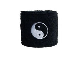Schweißband Fahne Flagge Ying und Yang schwarz 7x8cm Armband für Sport - Bild 1 von 1
