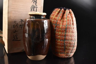 U8075: Recipiente japonês Kiyomizu-ware TEA CADDY Chaire, automático com caixa assinada - Imagem 1 de 4