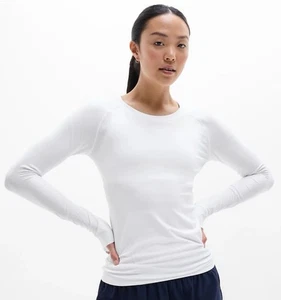 NUEVO Top sin costuras manga larga Athleta Momentum talla mediana blanco nuevo con etiquetas - Imagen 1 de 7