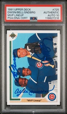 1991 Upper Deck Ryne Sandberg Andre Dawson Bell PSA 10 签名亲笔签名签名 — 第 1/2 张图片