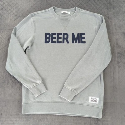 Bud Light 卫衣 Beer Me 圆领 Camp David 灰色长袖男式 M — 第 1/4 张图片
