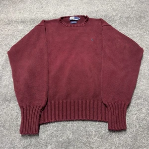 Vintage Polo Ralph Lauren Crew Neck Sweater Men XL Red Cotton Knit Pony Cotton - Picture 1 of 7